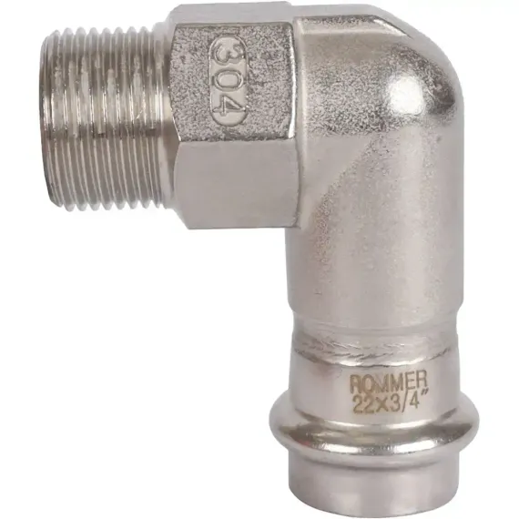 Угол ROMMER ВПр-НР 22х3/4" нержавеющая сталь 37985