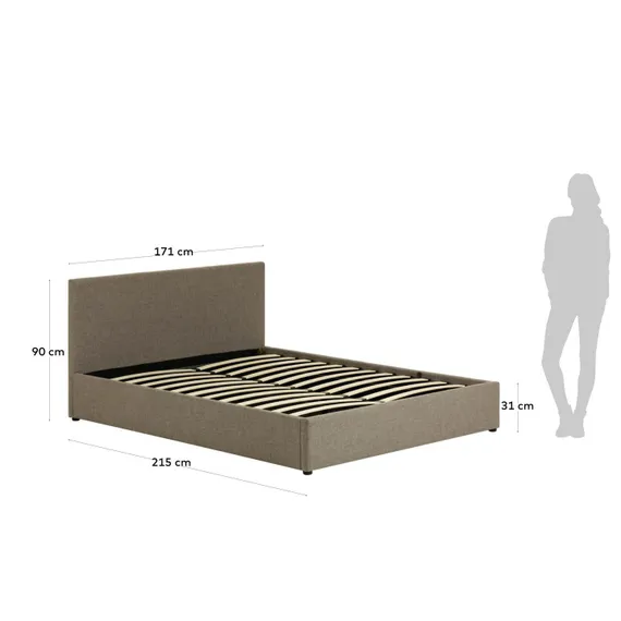 Кровать c подъемным механизмом Nahiri 160x200 см, серая