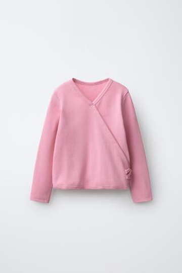 ZARA ЛОНГСЛИВ В РУБЧИК С ЗАПАХОМ И БАНТОМ, ЦВЕТ РОЗОВОГО ДЕРЕВА