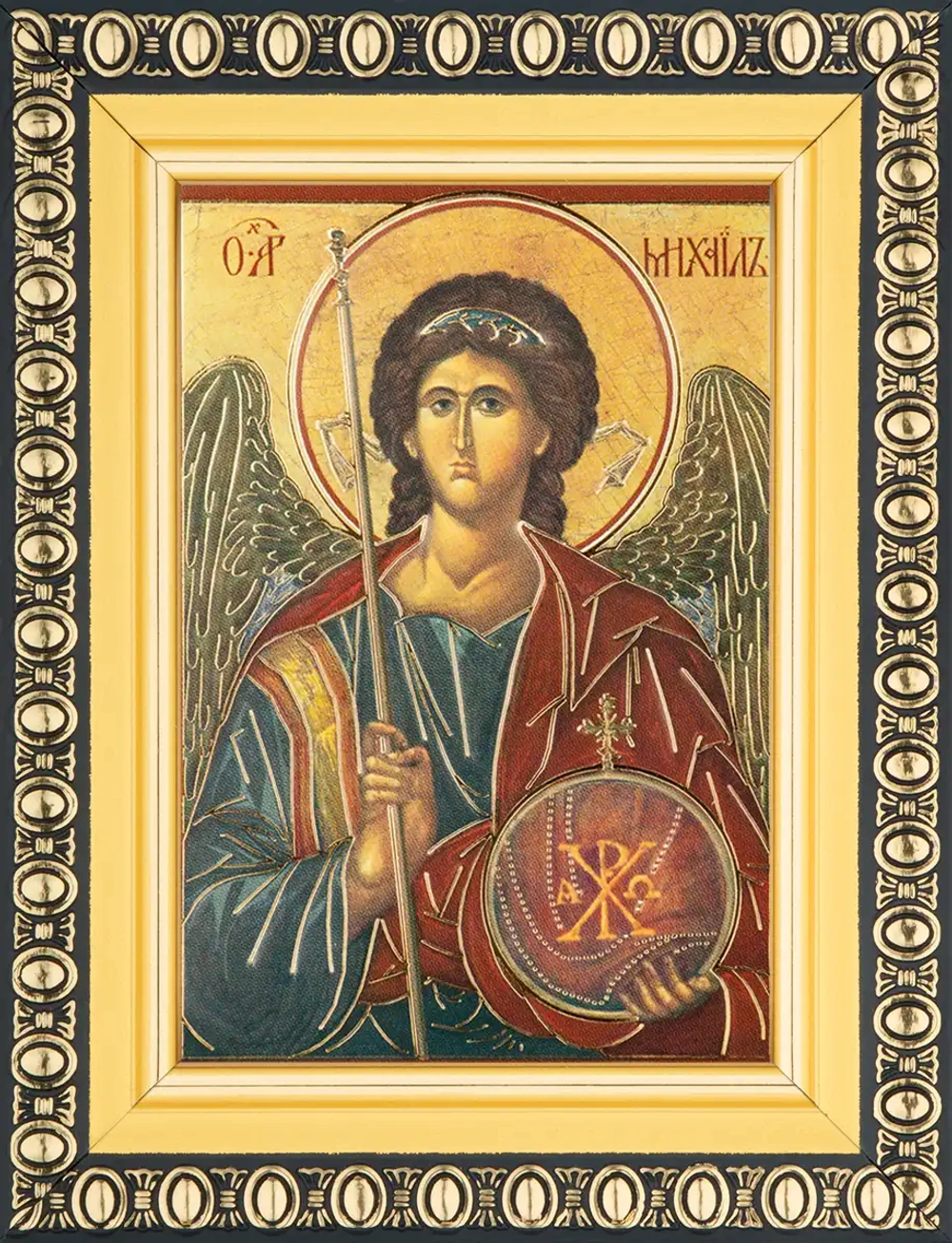 Икона "Архангел Михаил" вид 2, 6х9 в раме 8х11