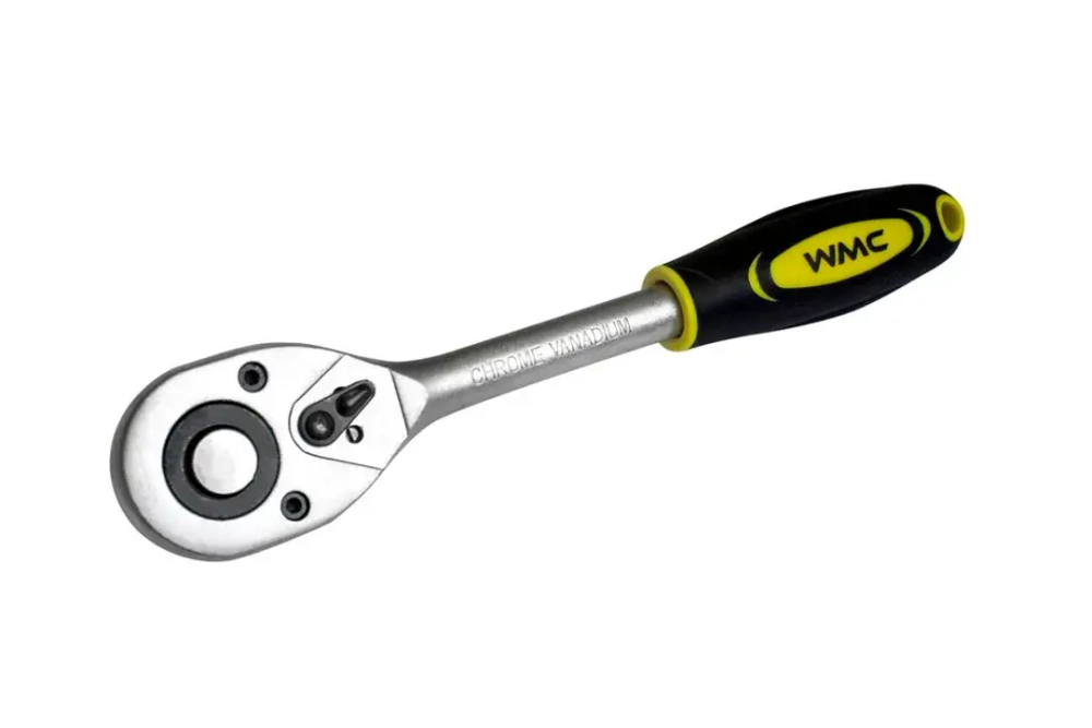 Трещотка реверсивная с резиновой ручкой 1/4''(L-155мм,24зуб.) WMC TOOLS WMC-80224
