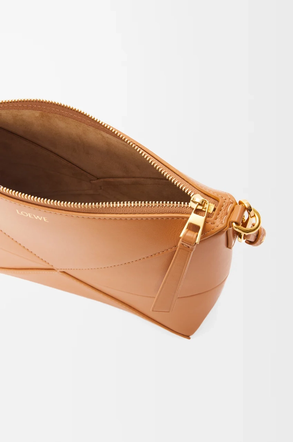Loewe Сумочка-клатч Puzzle Fold из блестящей телячьей кожи наппа, горчично-желтый