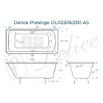 Ванна чугунная Delice Prestige 180х80 с отверстиями под ручки и антискользящим покрытием DLR230623R-AS