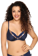 Купальный лиф со вставками из ткани с медным отливом (Размер: 90D) (Цвет: темно-синий)