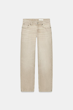 ZARA ДЖИНСЫ TRF STRAIGHT FIT СО СРЕДНЕЙ ПОСАДКОЙ, БЕЖЕВЫЙ