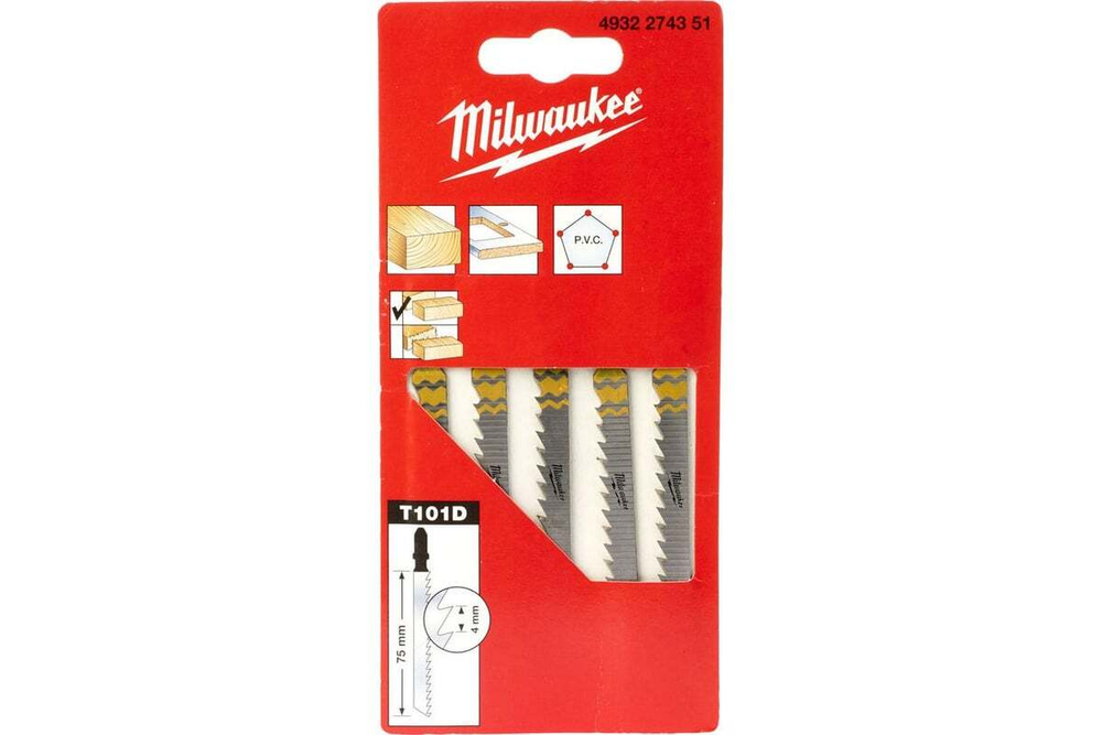 Пилочки Milwaukee для лобзика T101D 75 мм 5 шт (ЦЕНА ЗА 1 ШТ)