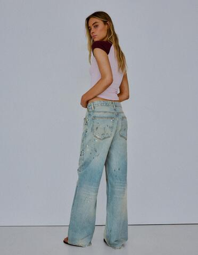 Женские джинсы свободного кроя с эффектом краски - BERSHKA