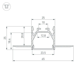 Профиль LINIA25-FANTOM-2000 ANOD (Arlight, Алюминий) 053806