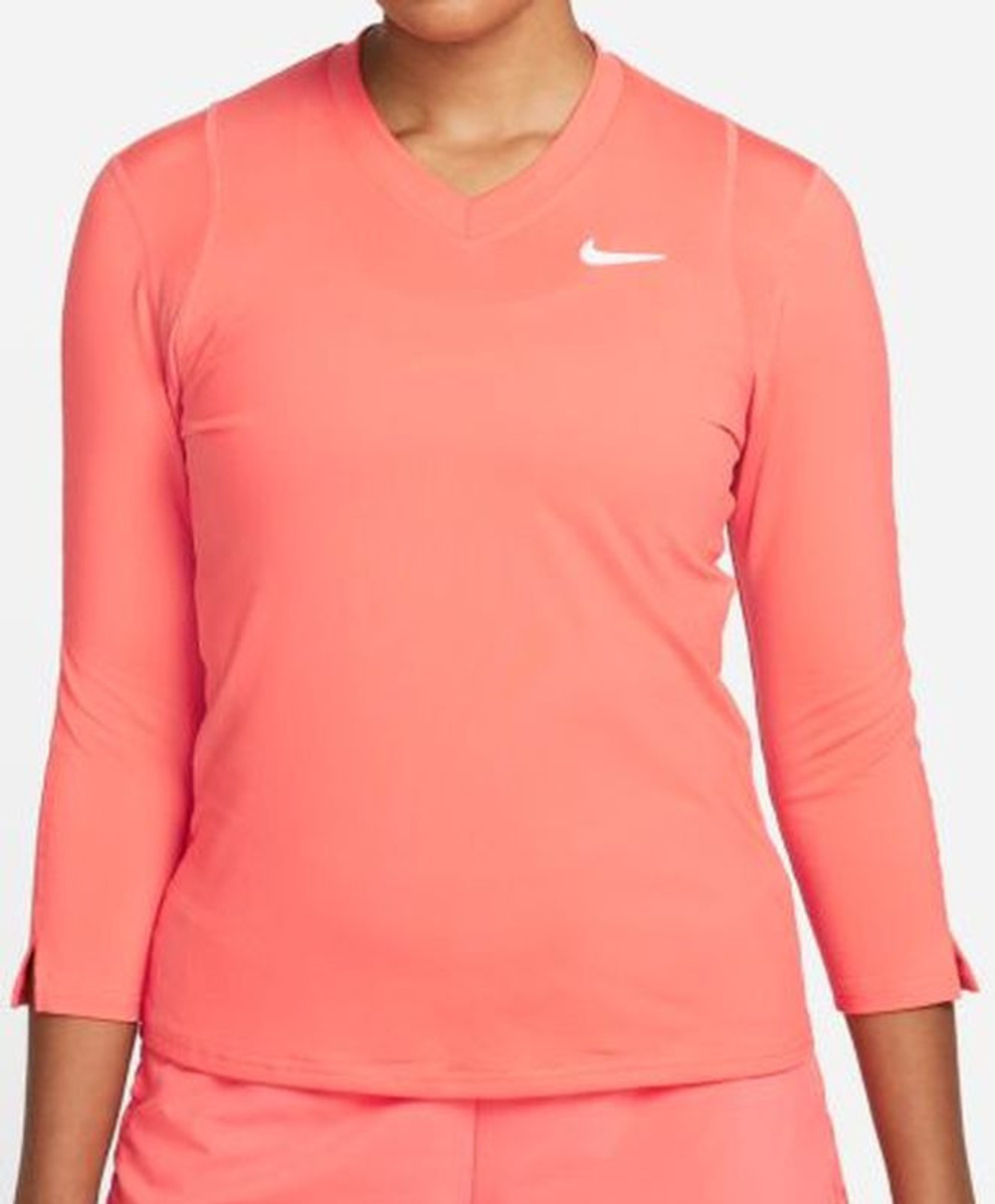 Женская футболка теннисная (dł. Рукава) Nike Court Victory Dri-Fit Top 3/4 Sleeve W - magic ember/white