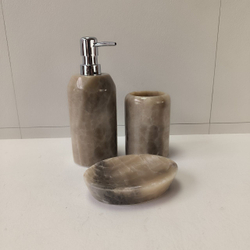 Набор из оникса 3 предм Grey NO-63263 дозатор, стаканчик, мыльница 151