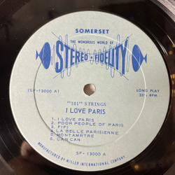 Винтажная виниловая пластинка LP 101 Strings I Love Paris (USA 1960)