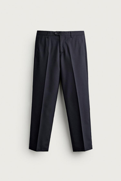 ZARA КОСТЮМНЫЕ БРЮКИ ИЗ 100% ШЕРСТИ, МОРСКОЙ СИНИЙ