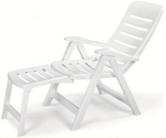 Шезлонг-лежак пластиковый SCAB GIARDINO Quintilla with Extension Armchair, белый