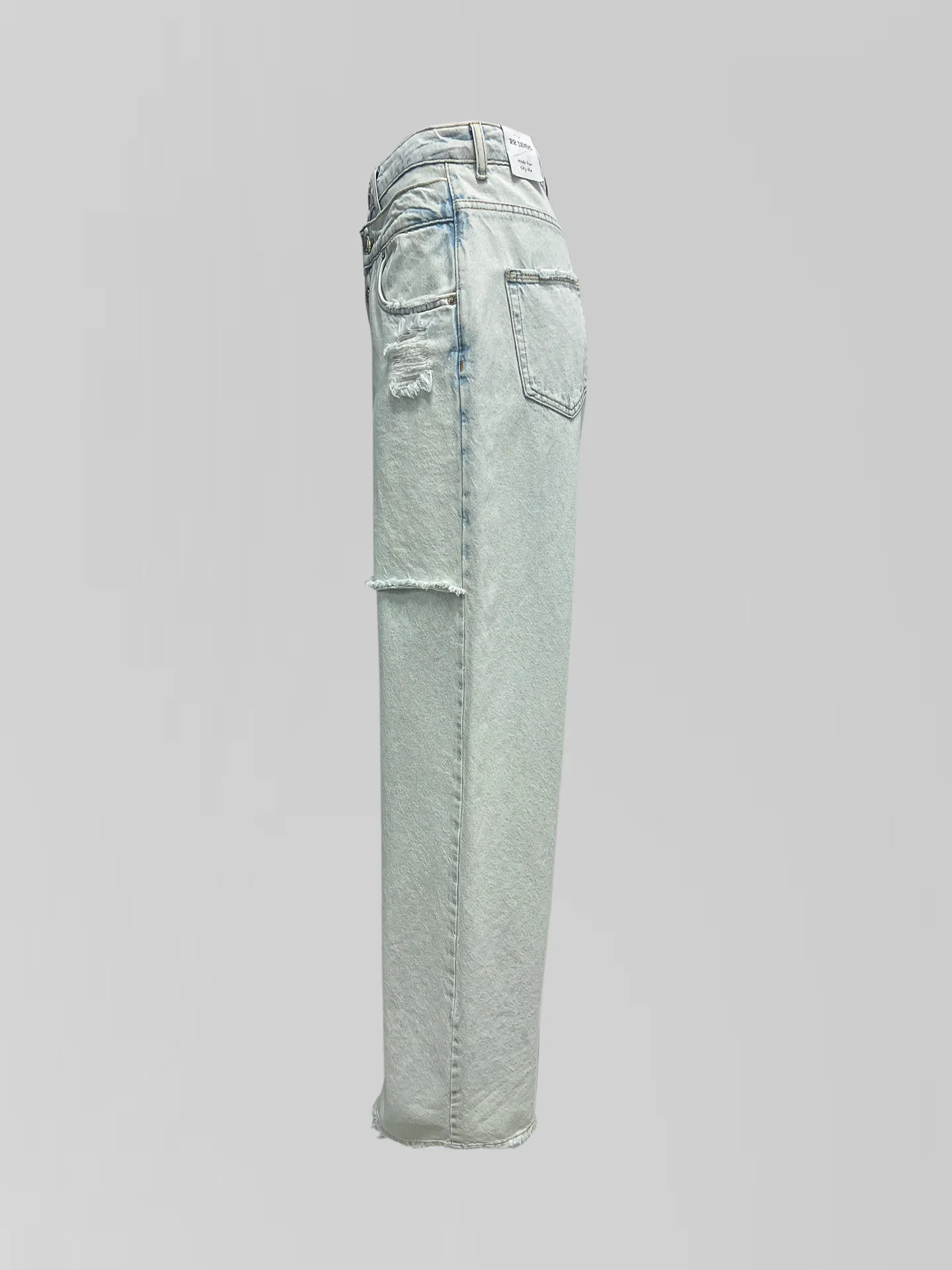 Джинсы RR Denim 1242 однотонные широкие с молнией и металлическими пуговицами