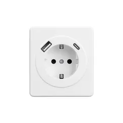 Розетка с заземлением и защитными шторками + USB A+C KRANZ Miele Round Перламутр KR-78-0704-1