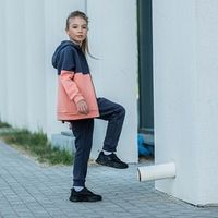 Толстовка Колор блок "Графит/Коралл" подростковая утепленная