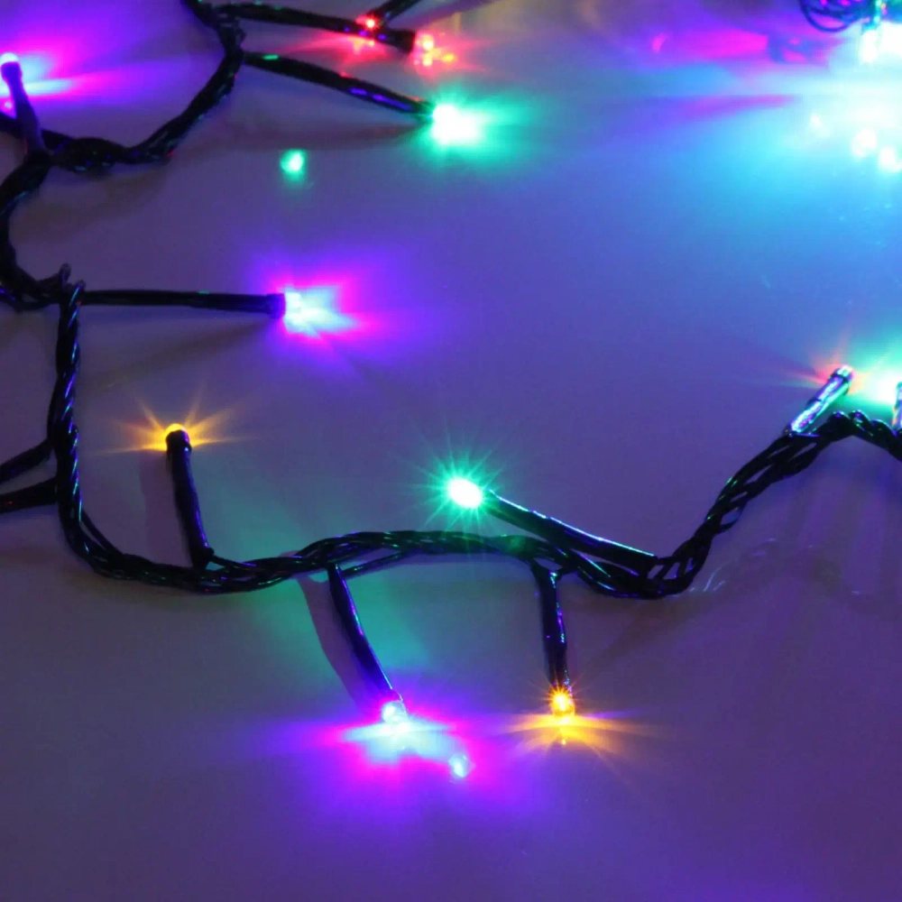 Гирлянда для дома НИТЬ «Твинкл Лайт» 3 м 100 ламп LED, черн.пров, 8 реж, IP-20. Мультицвет (возможность соединения)