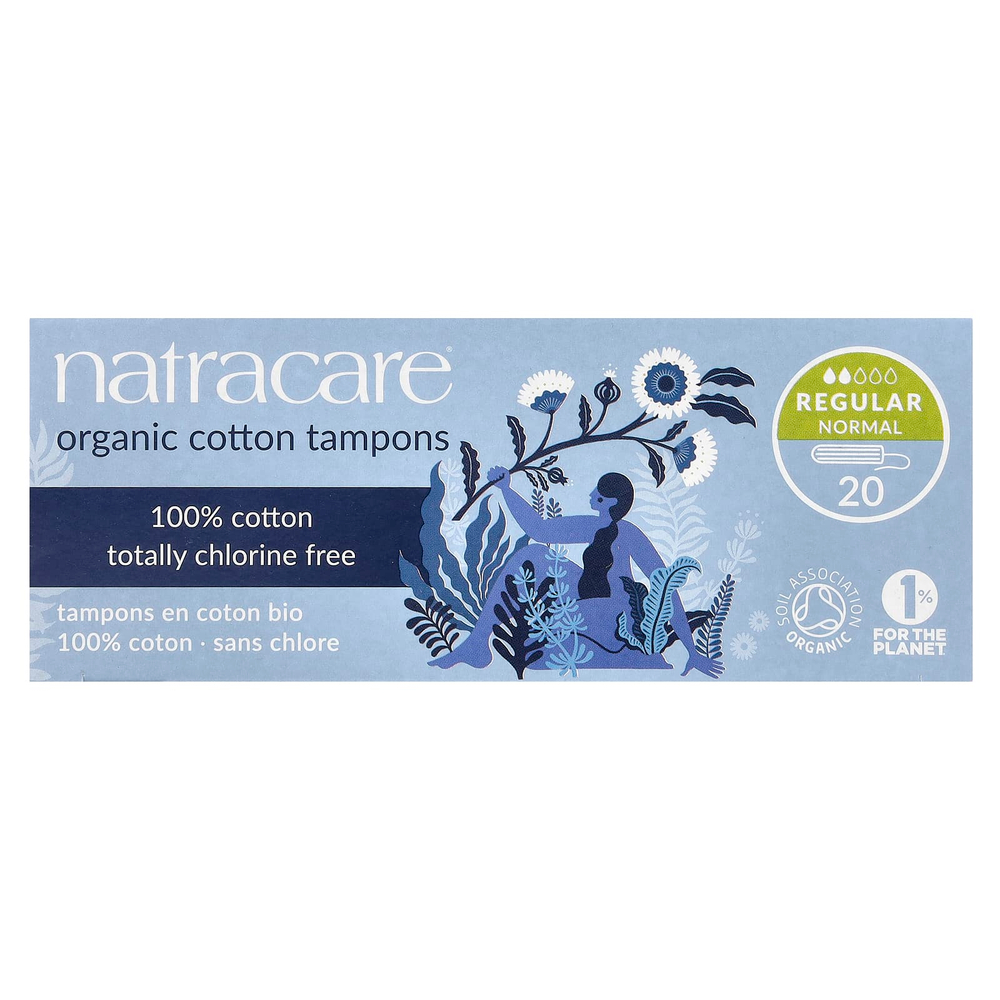Natracare, тампоны из органического хлопка, Normal, 20 штук