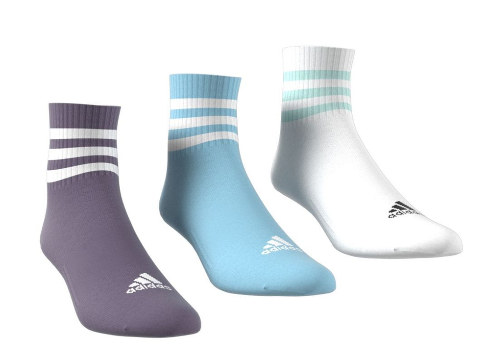 Теннисные носки Adidas 3-Stripes Cushioned Sportwear Mid-Cut Socks 3P - разноцветный
