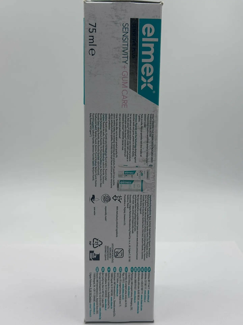 Зубная паста Elmex Sensitive+ Gum Care, с фтором, цинком, для чувствительных зубов, 75 мл