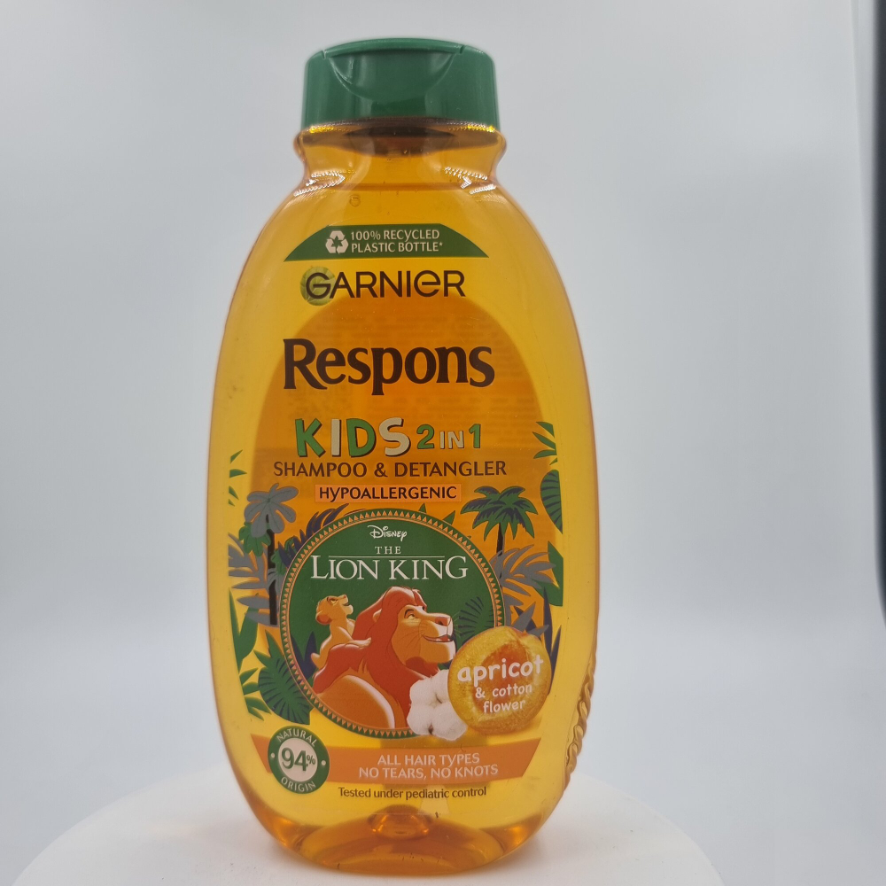 Детский шампунь Garnier Respons Kids 2-в-1 Hypoallergenic Apricot & Cotton Flower с экстрактами абрикоса и хлопка 250 мл (Из Финляндии)