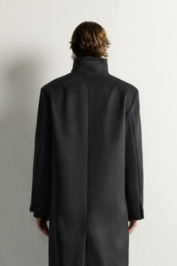 ZARA ПАЛЬТО RELAXED FIT С ВЫСОКИМ ВОРОТНИКОМ, ЧЕРНЫЙ