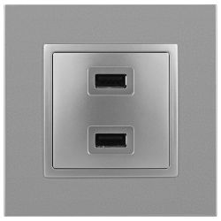 14-4110-03 ЭРА Устройство зарядное USB, 230В/5В-2100мА, IP20, Эра Elegance, алюминий | Эра Elegance