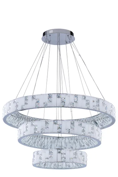 Люстра подвесная светодиодная NewRgy 6029R/200W CHROME+CLEAR, 200 Вт, хромированная и прозрачная