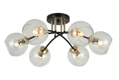 Люстра потолочная Rilon 26010/6 GOLD+BLACK, 6×40 Вт, золотая и чёрная
