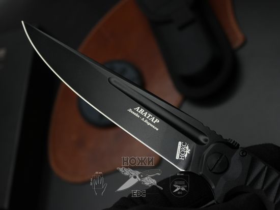 Складной нож НОКС Аватар (Black) 334-700424 c клинком из стали D2, рукоять G10