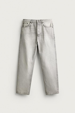 ZARA ДЖИНСЫ STRAIGHT, СВЕТЛО-СЕРЫЙ