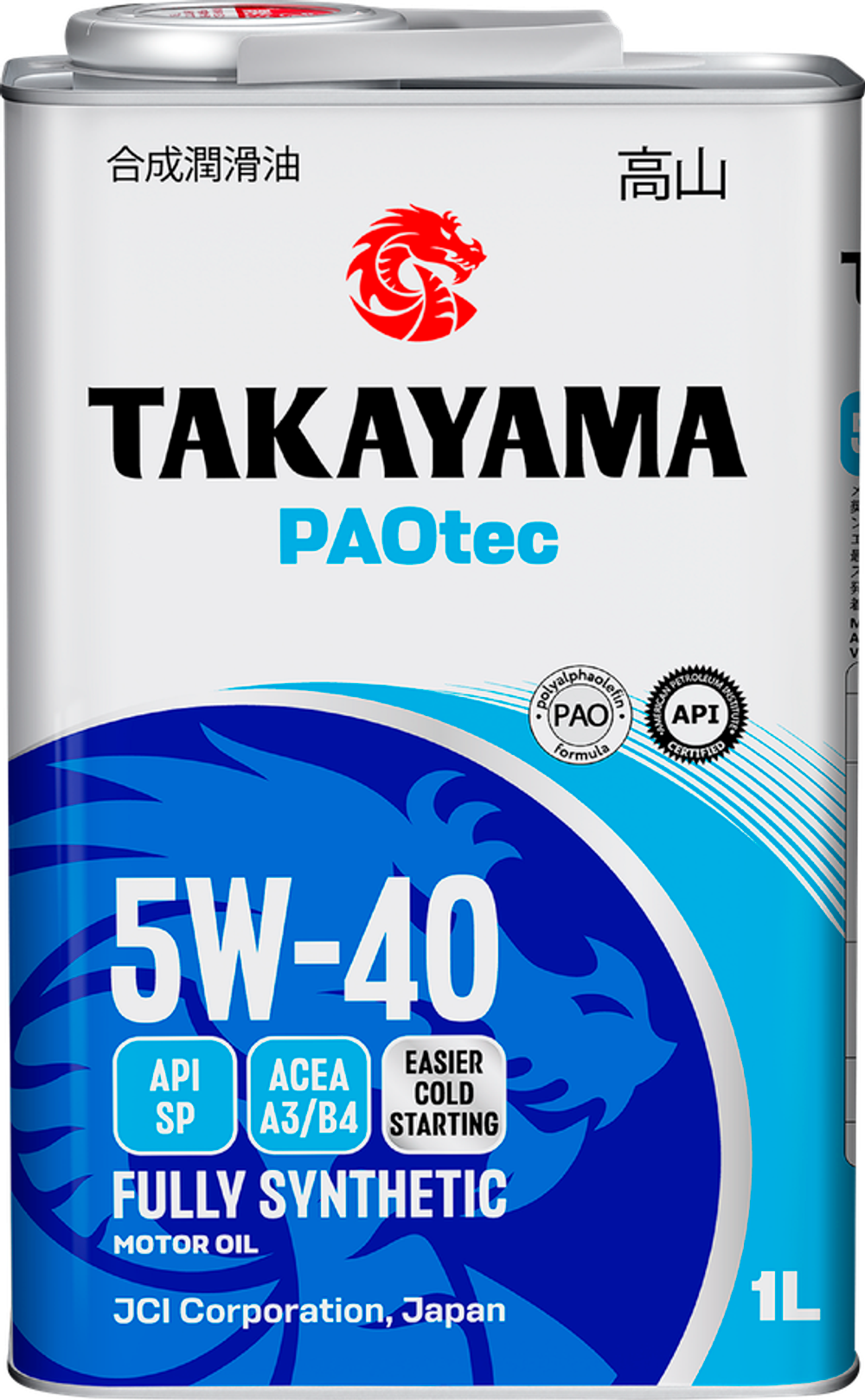 Масло моторное Takayama PAOtec 5W-40 A3/B4 SP 1л (металл) Takayama 6056071