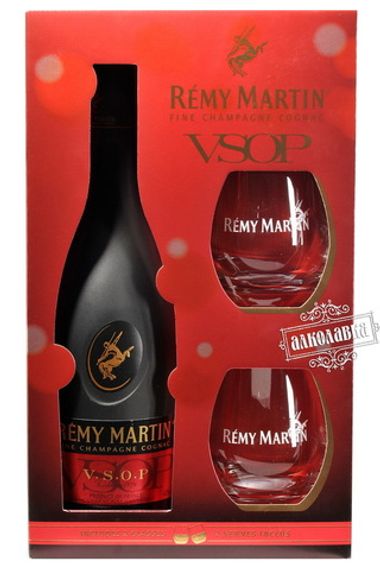 Реми Мартин VSOP. Французский коньяк. 40%. 0,7 Л + 2 стакана П/К