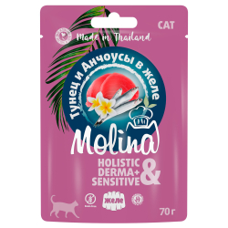MOLINA Пауч для кошек Тунец и Анчоусы в желе, 70гр