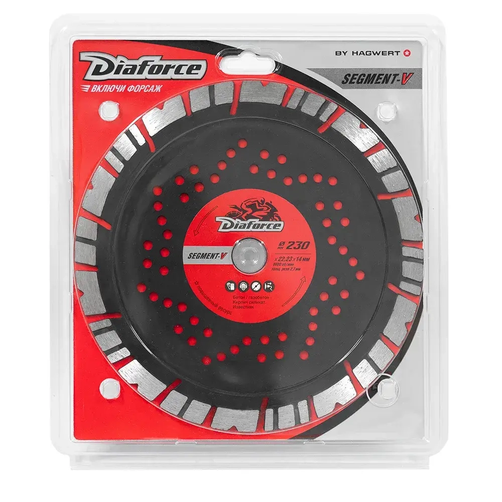 Диск алмазный Segment-V 230x22,23x14x2,7мм сухой рез DIAFORCE 505230VH