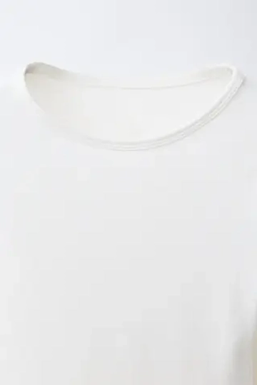 ZARA ОДНОТОННЫЙ ЛОНГСЛИВ С МОДАЛОМ, БЕЛЫЙ
