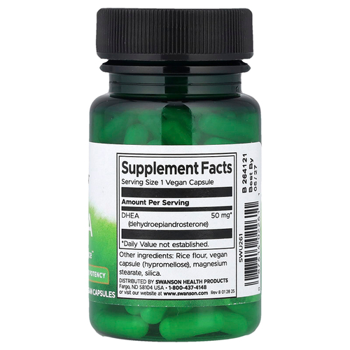 Swanson Vitamins, DHEA, повышенная эффективность, 50 мг, 120 веганских капсул