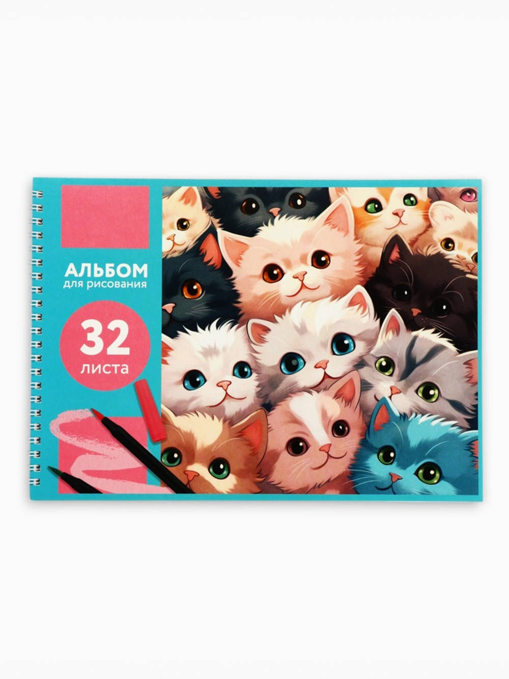 Альбом для рисования Аниме. Котики, А4, на гребне, 32 листов, ArtFoxStudy