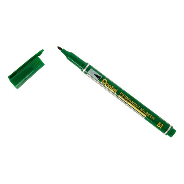 Маркер перманентный 1 мм, Medium Point, 12 шт, зеленый, Pentel NM470-D