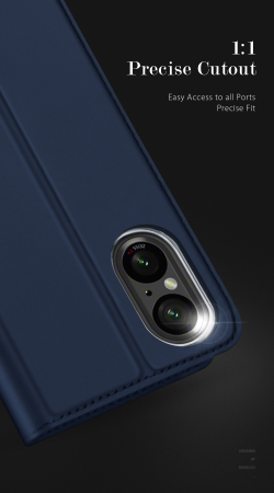 Чехол книжка из PU кожи синего цвета от Dux Ducis для смартфона Sony Xperia 10 VI (10-6), серия Skin Pro Series Case