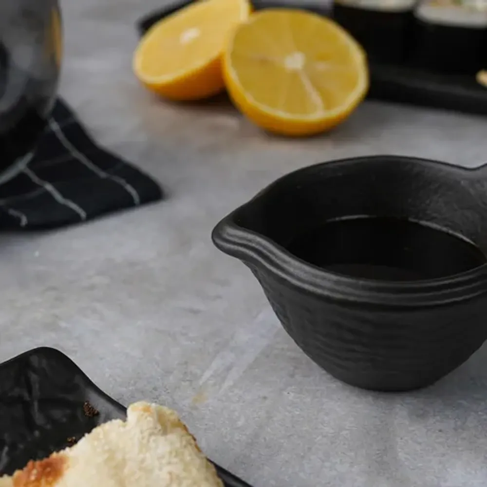 Соусник 50 мл d 10 см h4 см круглый с ручкой фарфор Black Raw Wood P.L. Proff Cuisine [12]