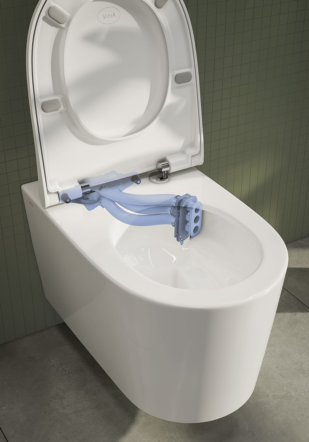 Унитаз подвесной Vitra Nest QuantumFlush безободковый, c ламинарным потоком (7870B403-0075) сиденье Vitra Nest с микролифтом (220-003R409)