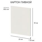 Картон пивной 1.55 мм, 850 г/м², 20х30 см, 20 шт, белый, Love2art KLP-15