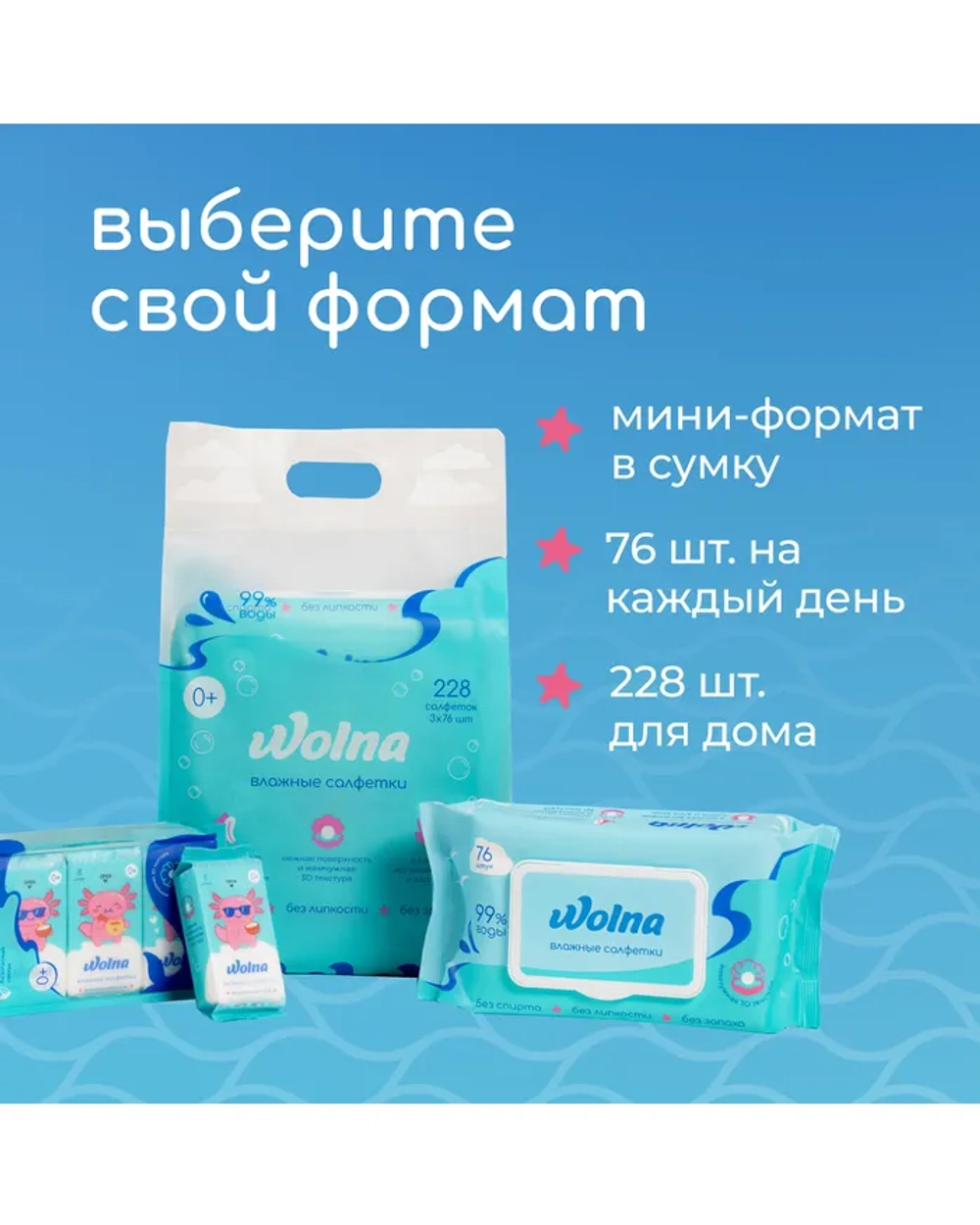 Влажные салфетки Wolna 76 шт.