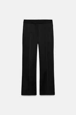 ZARA АТЛАСНЫЕ БРЮКИ ПРЯМОГО КРОЯ, ЧЕРНЫЙ