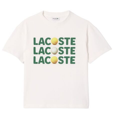 Футболка для мальчика теннисная Lacoste Kids Relaxed Fit Cotton Tennis Ball T-Shirt - white