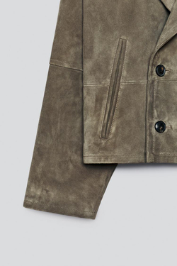 ZARA X BAISI GUADAGNINO ЗАМШЕВАЯ КУРТКА, СЕРЫЙ