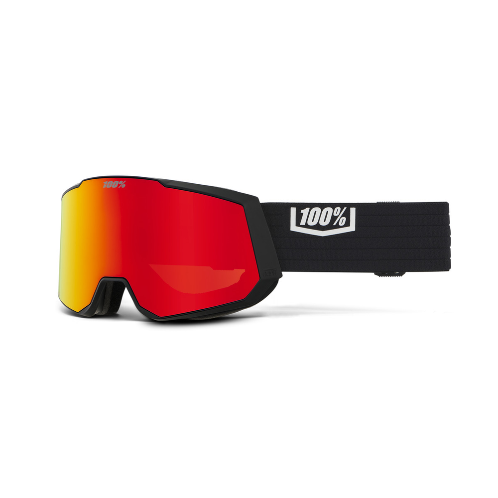 Горнолыжная маска 100% Snowcraft XL / Black / Hiper Red Mirror Lens / на широкое лицо