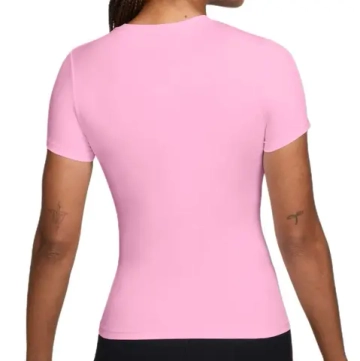 Женская теннисная футболка Nike One Fitted Short Sleeve - pink rise/white