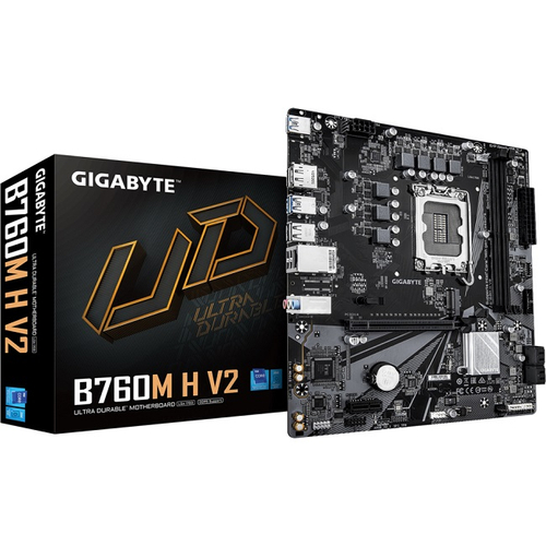 Материнская плата GIGABYTE B760M H V2 (LGA1700/B760/2xDDR5/PCI-Ex16/M.2/SB7.1/GLAN/DisplayPort/HDMI/mATX)